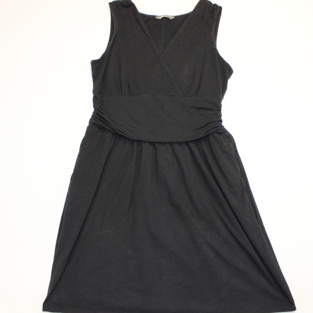 The North Face Womens XL Black Sleeveless V-Neck Ruched Waist Knit A-Line Dress